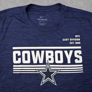Nike Dallas Cowboys Performance Shirt Men’s Large Dri Fit Blue NFL Spell Out Y2K